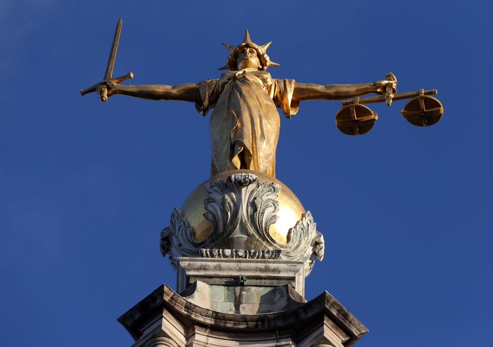 Pomeroy's Statue of Justice on top of the Central Criminal Court building, Old Bailey, London