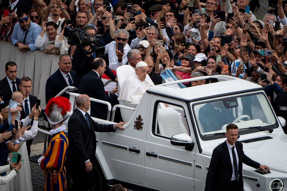 Pope Francis in the Popemobile on Easter Sunday, the day before his death