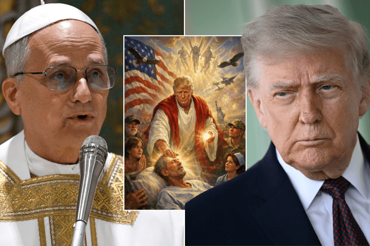 Pope Leo; Image of Donald Trump depicted as Christlike figure; Donald Trump