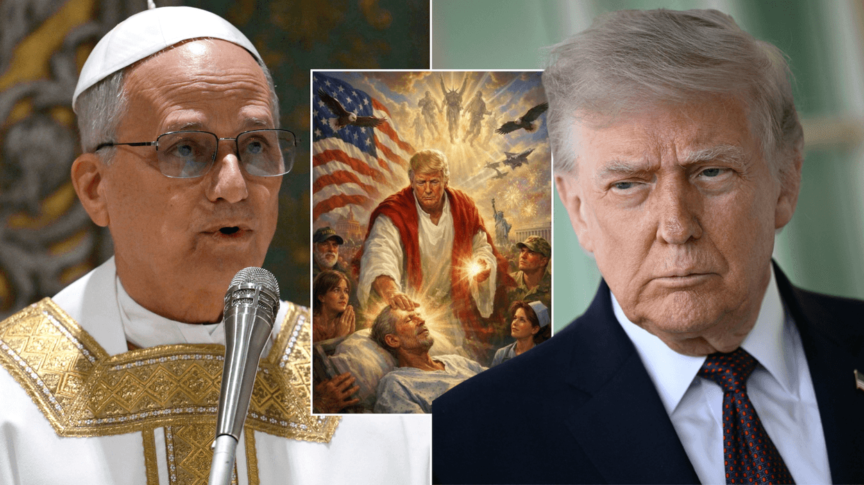 Pope Leo; Image of Donald Trump depicted as Christlike figure; Donald Trump