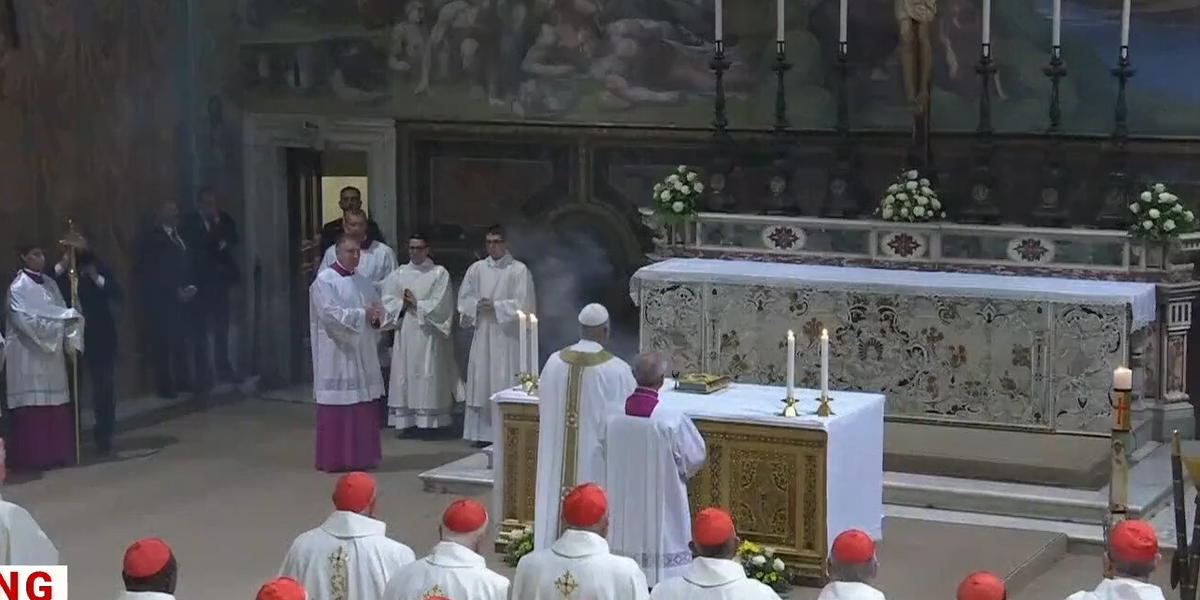 NextImg:Watch as the newly elected Pope Leo delivers his first mass