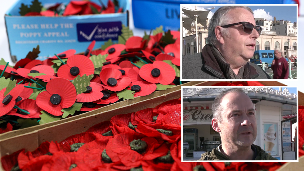 Poppies and Britons speaking about support for veterans