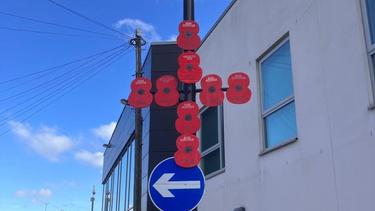 Poppy display on a lamppost