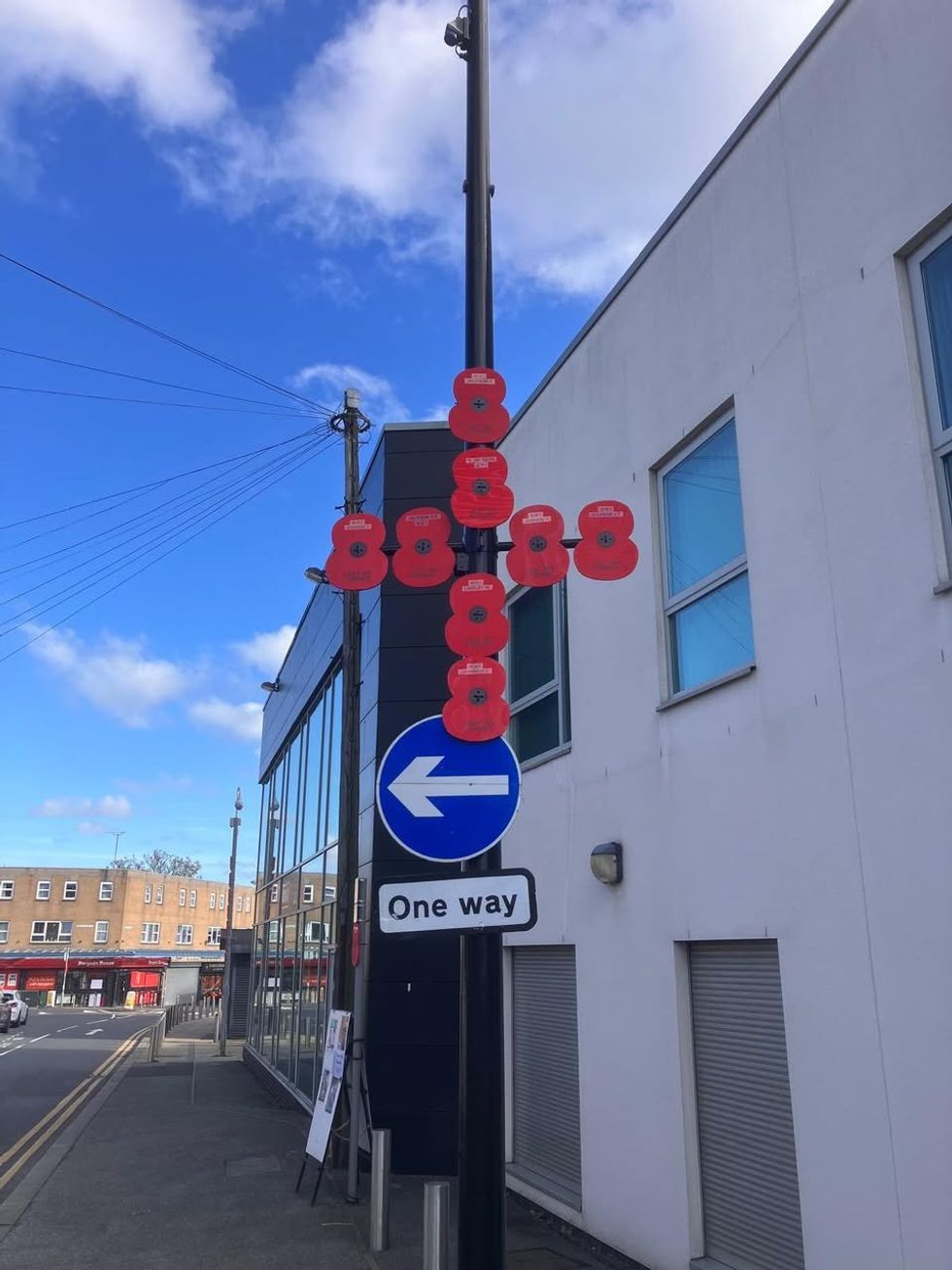 Poppy display on a lamppost