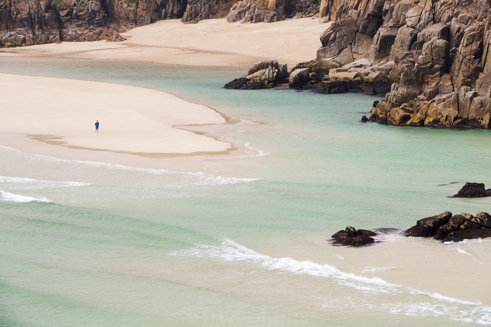 Porthcurno beach in Cornwall