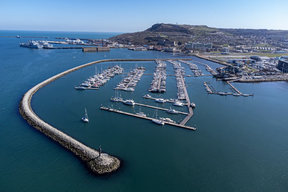 Portland marina and the Portland Harbour area in Dorset.