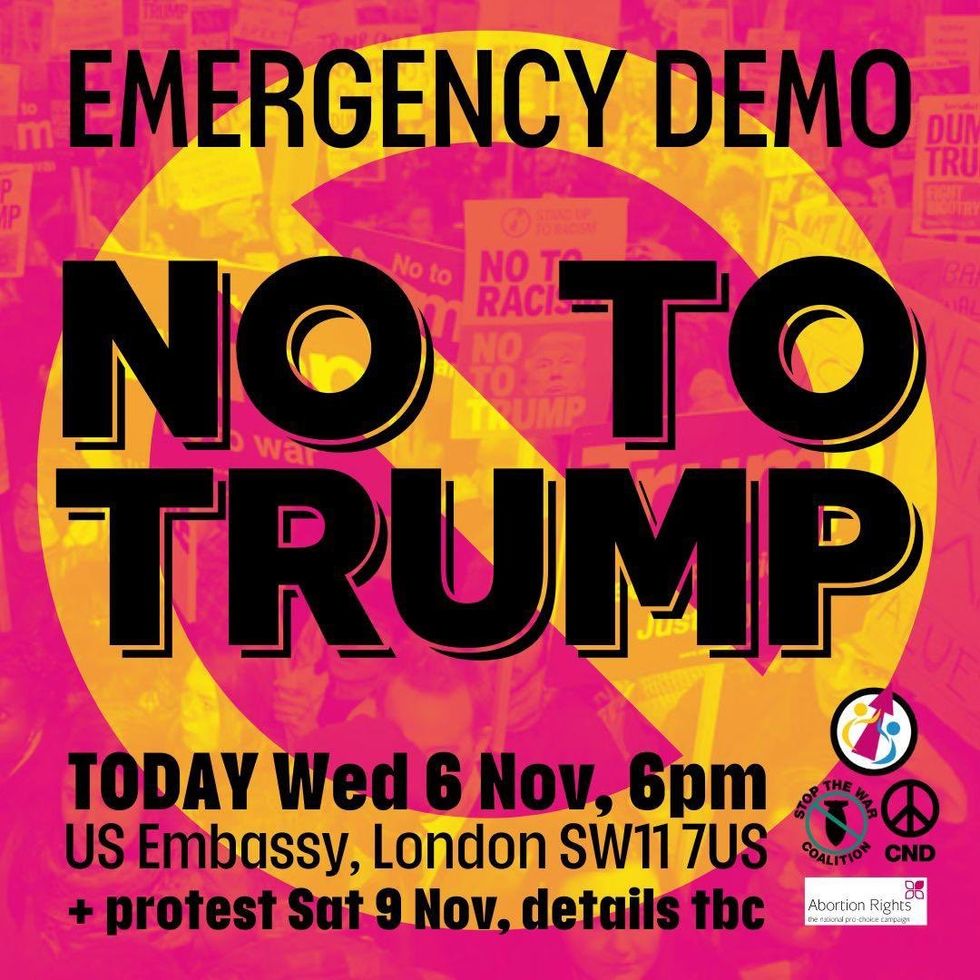 Post for protest outside US Embassy in London on Wednesday 6th November