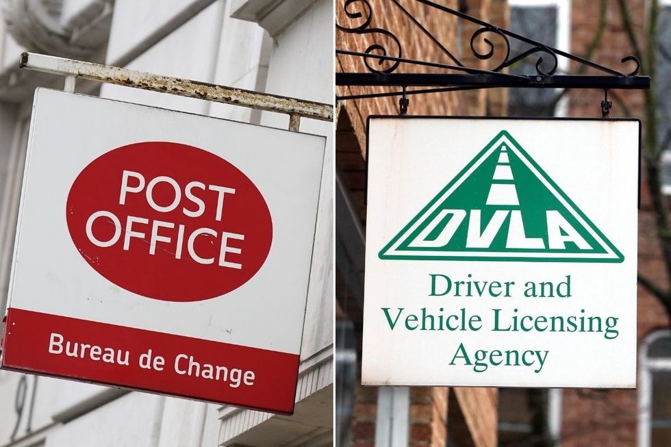 Post Office and DVLA sign