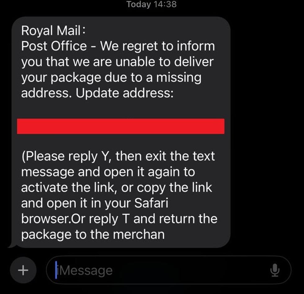 Post Office and Royal Mail scam text