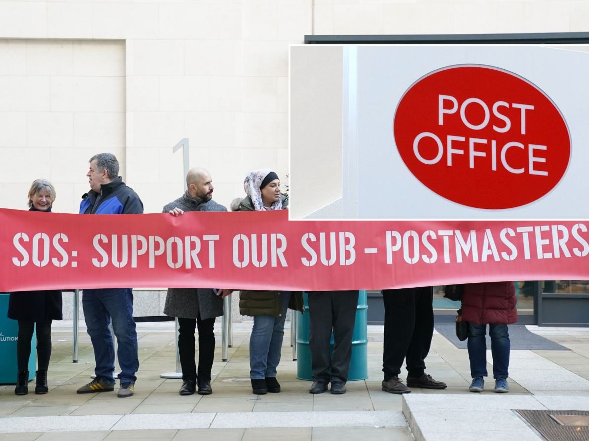 Post Office sign and postmasters protest