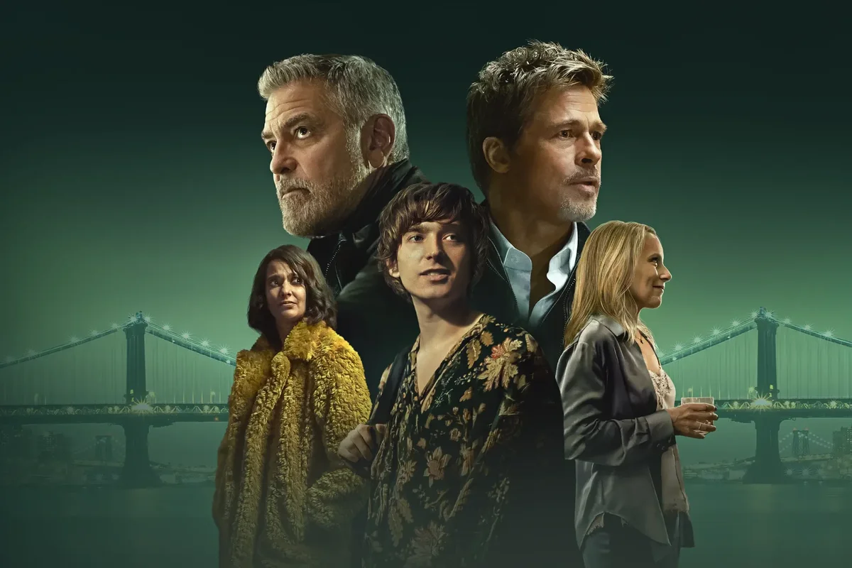 poster for wolfs on Apple TV+ starring george clooney and brad pitt