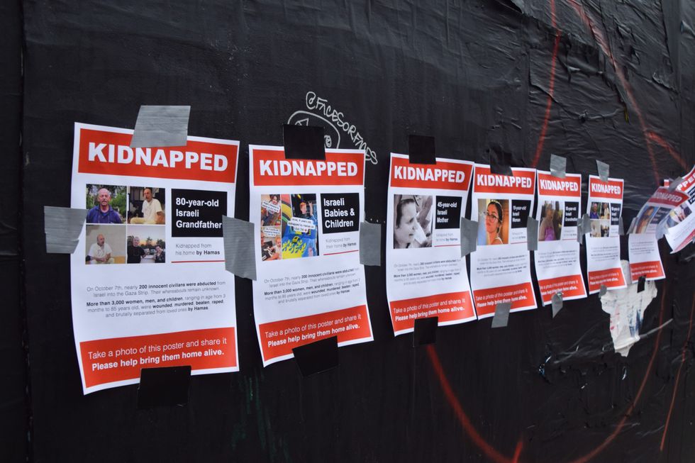 Posters of Israelis purportedly kidnapped by Hamas have been put up around London's West End