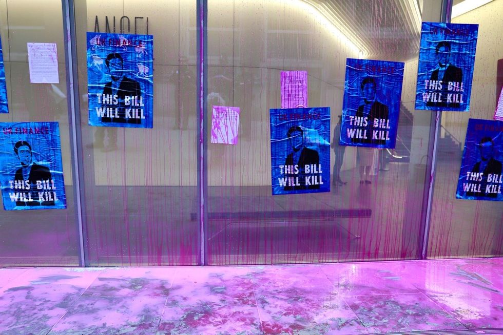 Posters put up by Extinction Rebellion read "this bill will kill".