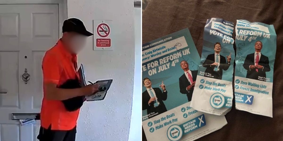 NextImg:Royal Mail postman caught scribbling ‘racists’ over Reform UK leaflets with pen before posting through letterbox