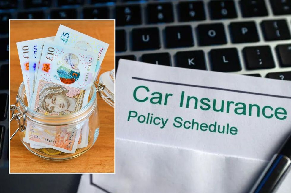 Pot of money and a car insurance policy
