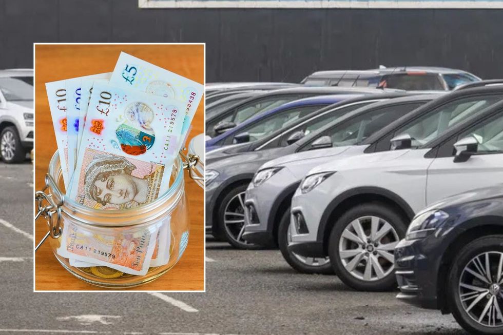 Pot of money and a car sales forecourt
