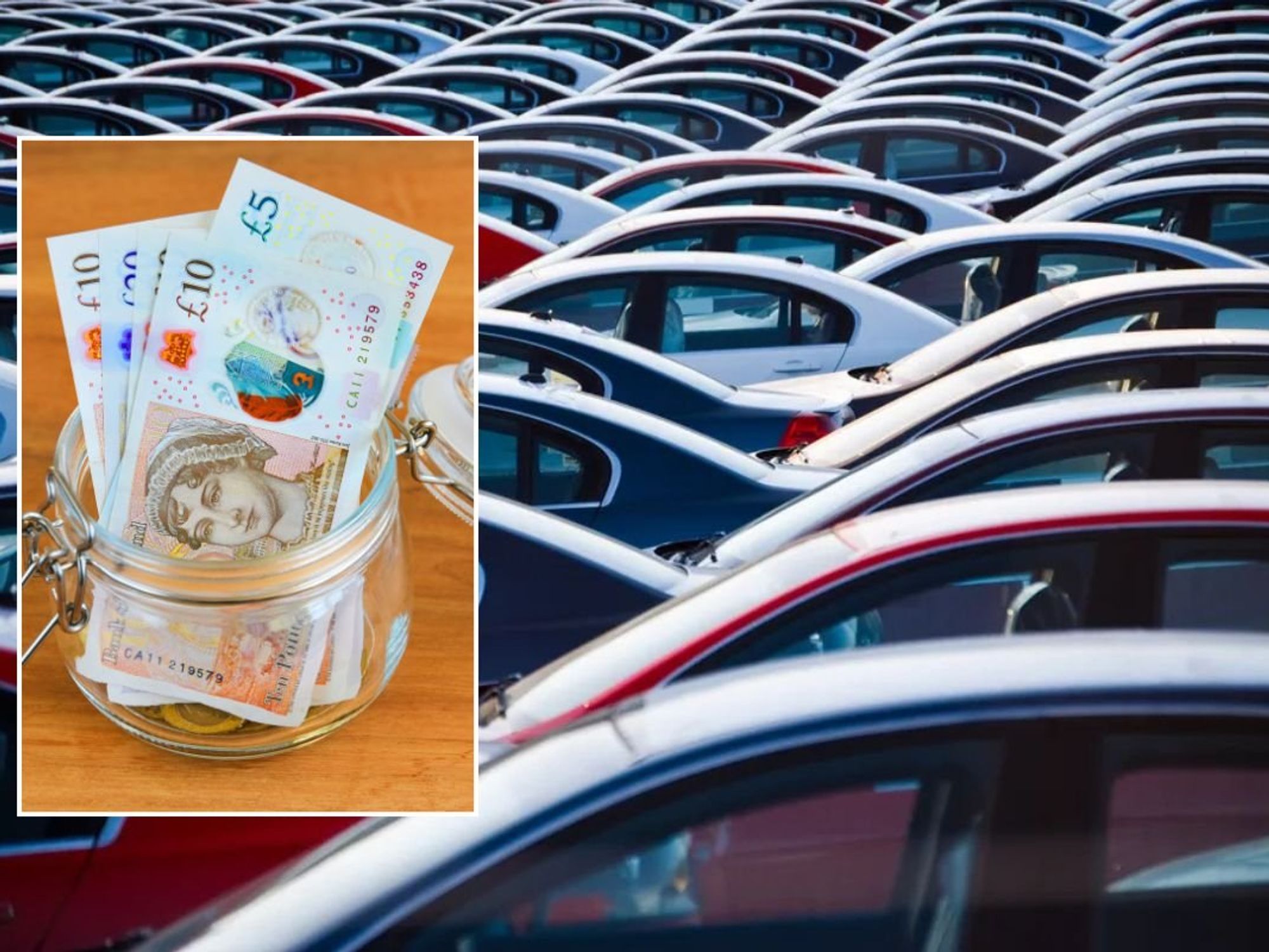 Pot of money and a car sales forecourt