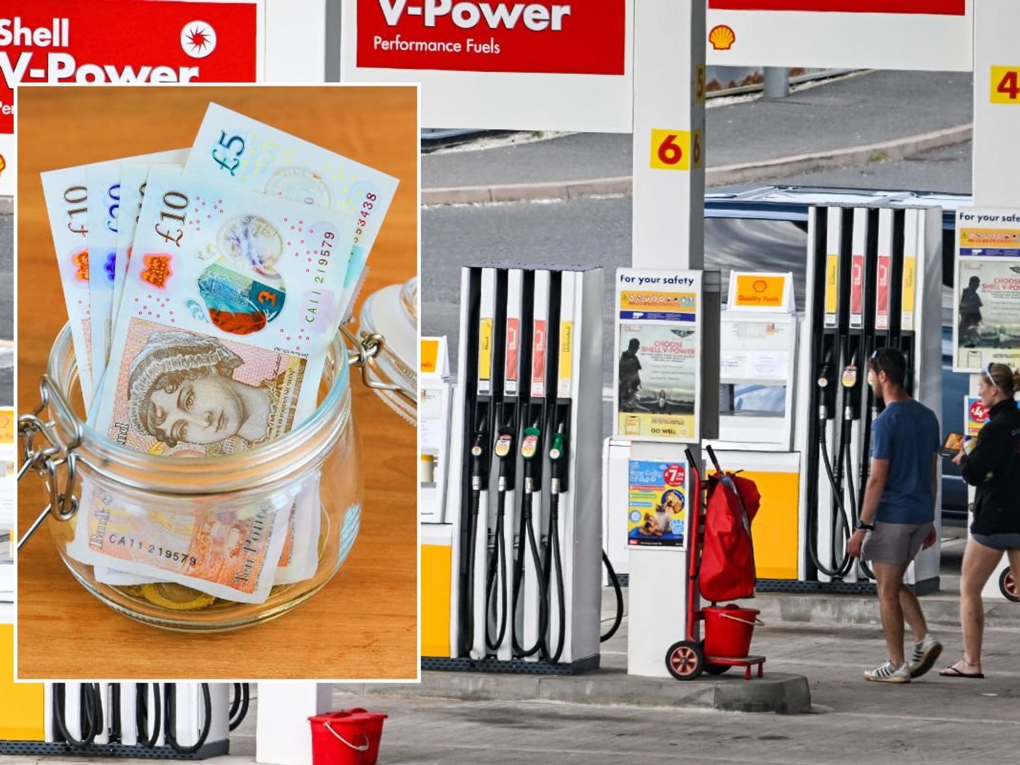 Pot of money and a petrol station