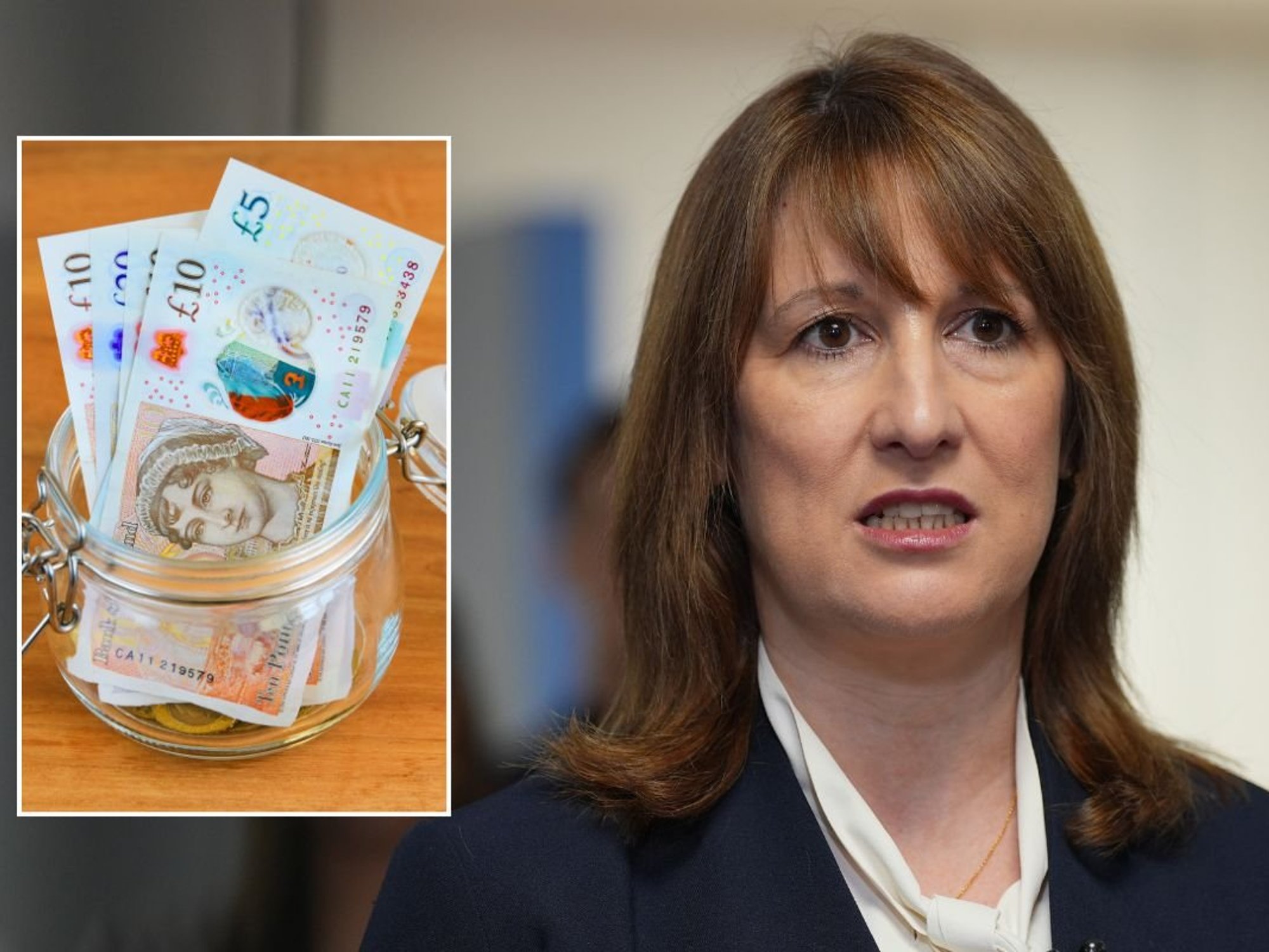 Pot of money and Chancellor Rachel Reeves