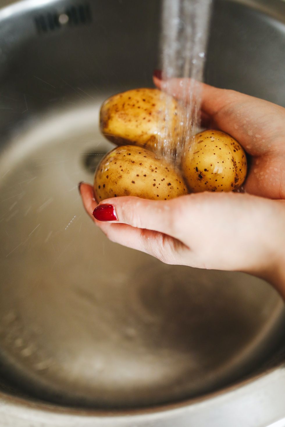Potatoes being washed