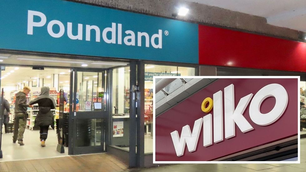 Poundland and Wilko store signs in pictures
