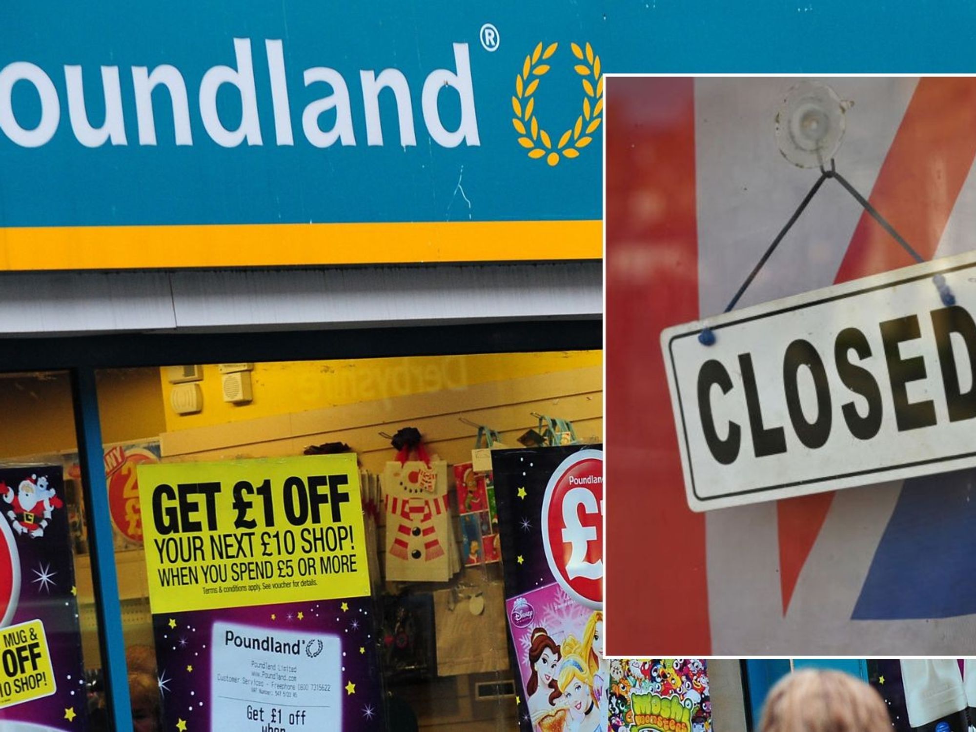 Poundland store and closed sign