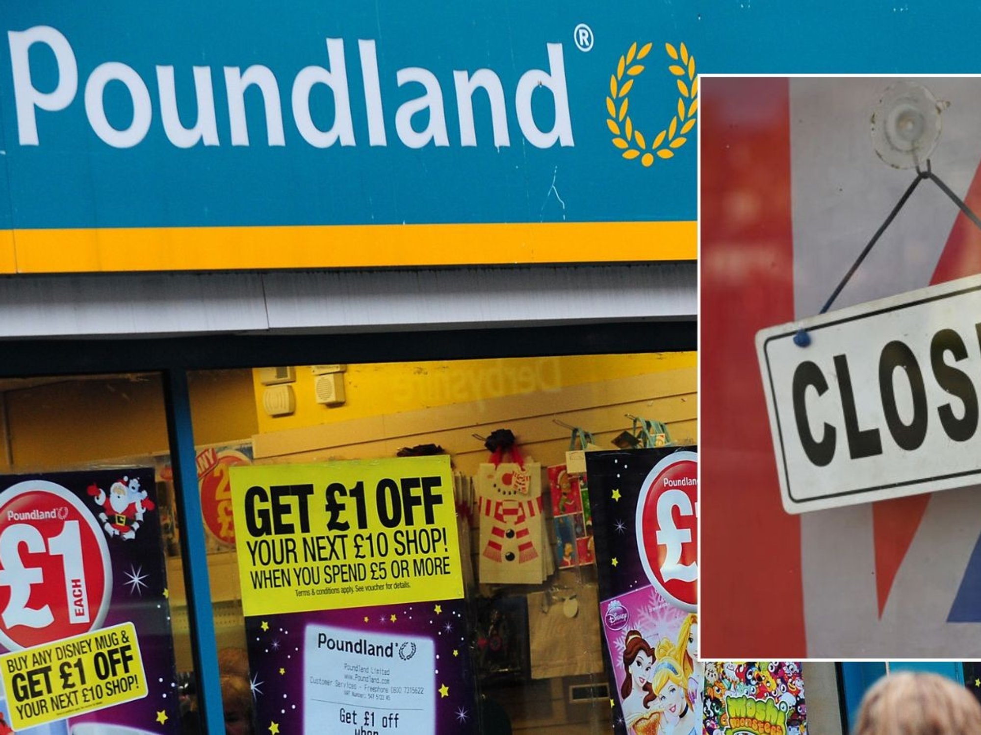 Poundland store and closed sign