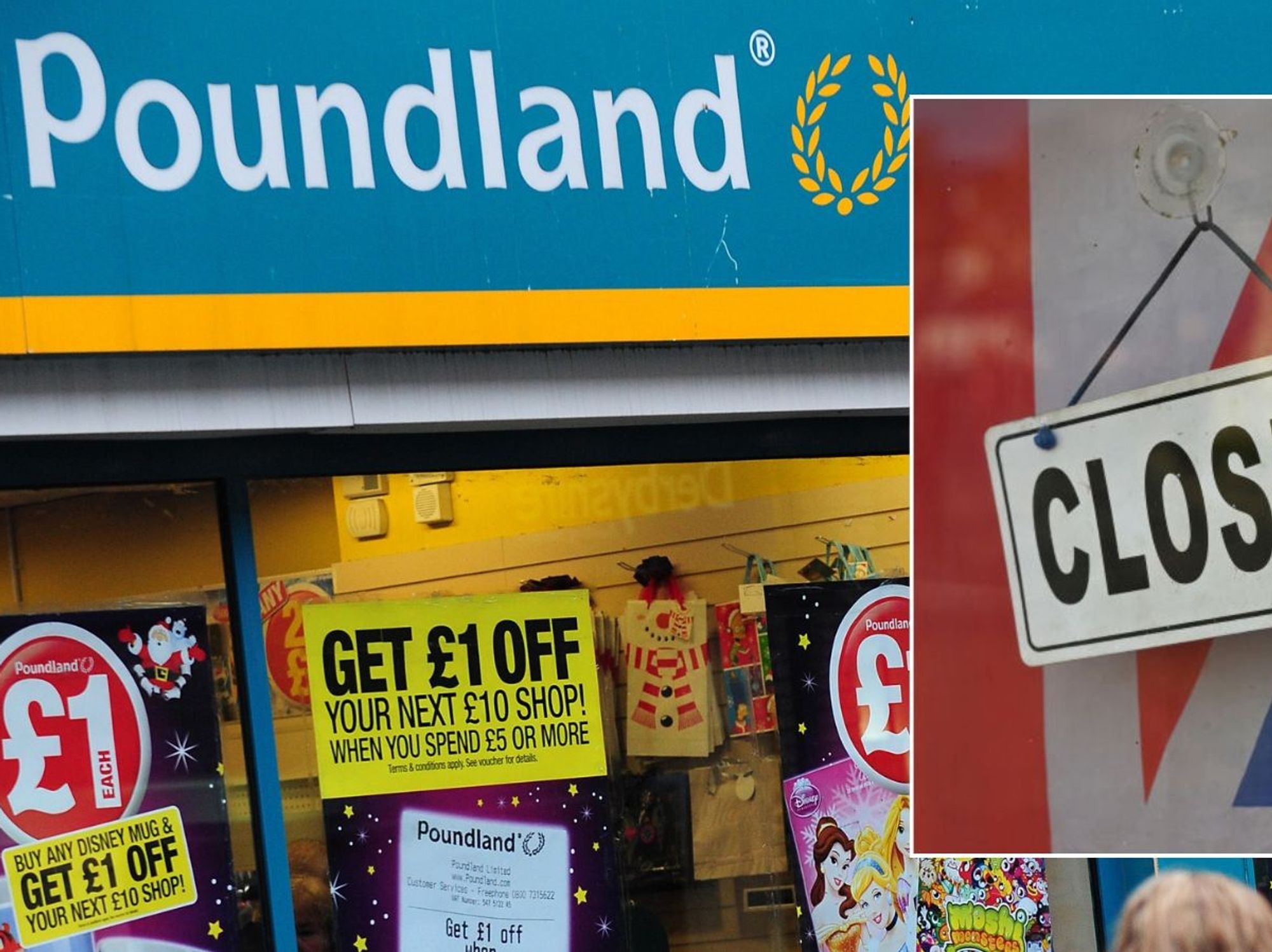 Poundland store and closed sign