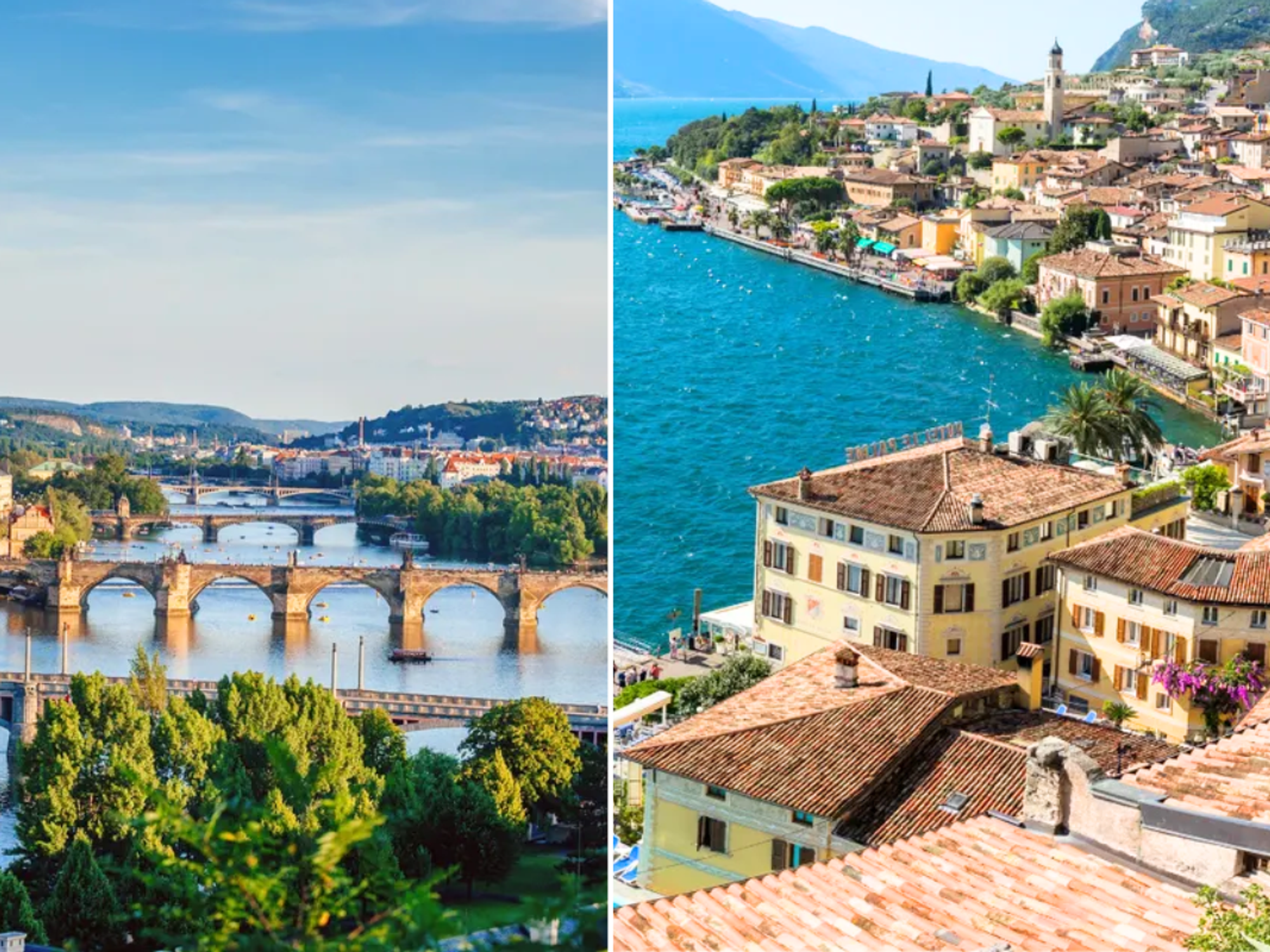 Prague, Czech Republic bridges / Lake Garda Italy