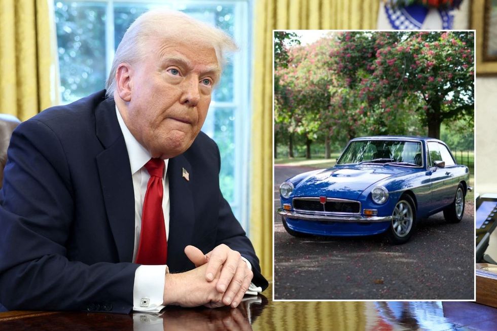 President Donald Trump and a classic car