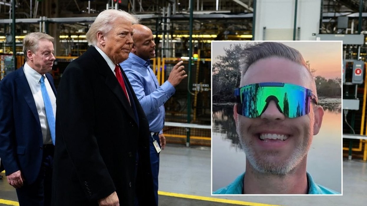 President Donald Trump touring a Ford factory and T.J. Sabula