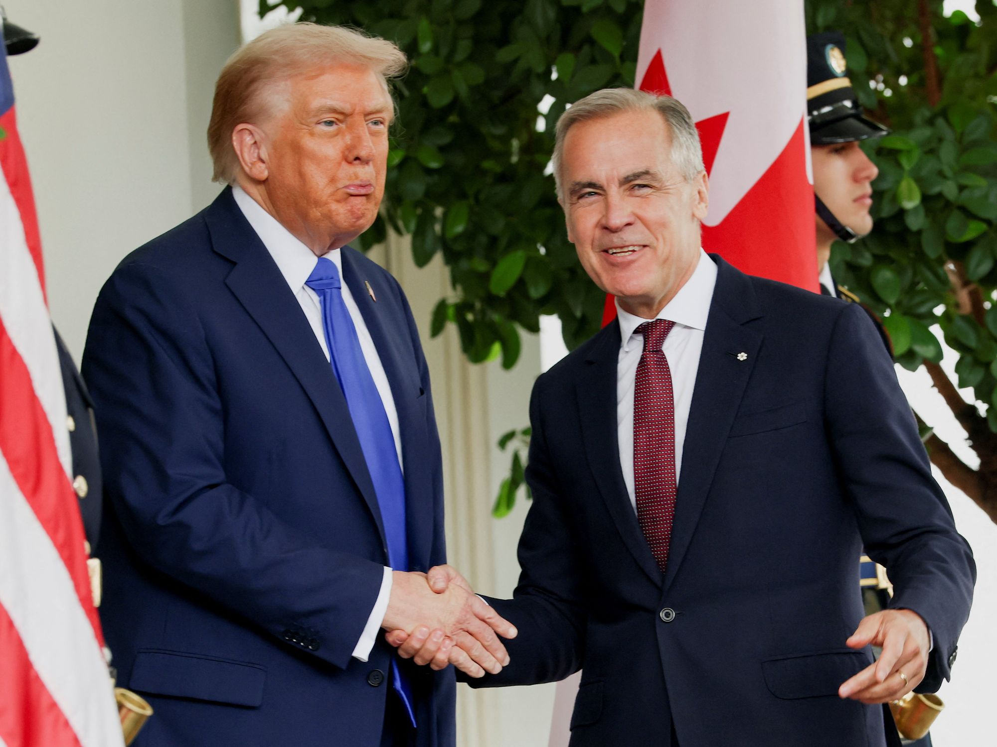  President Donald Trump welcomes Canada's Prime Minister Mark Carney