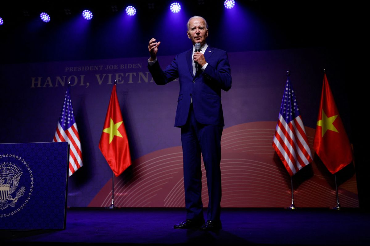 President Joe Biden holds a press conference in Hanoi, Vietnam