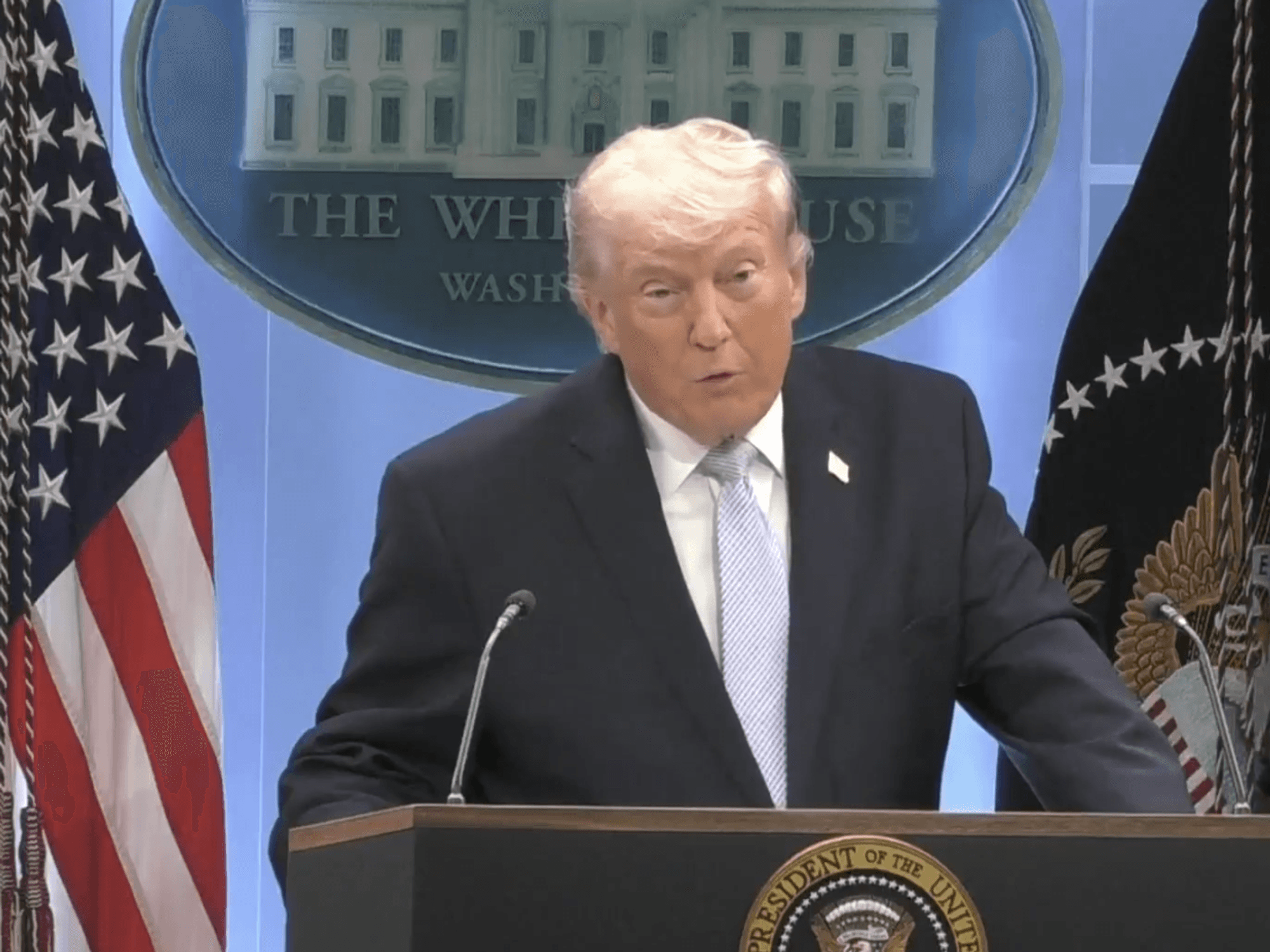 President Trump speaking at a press conference