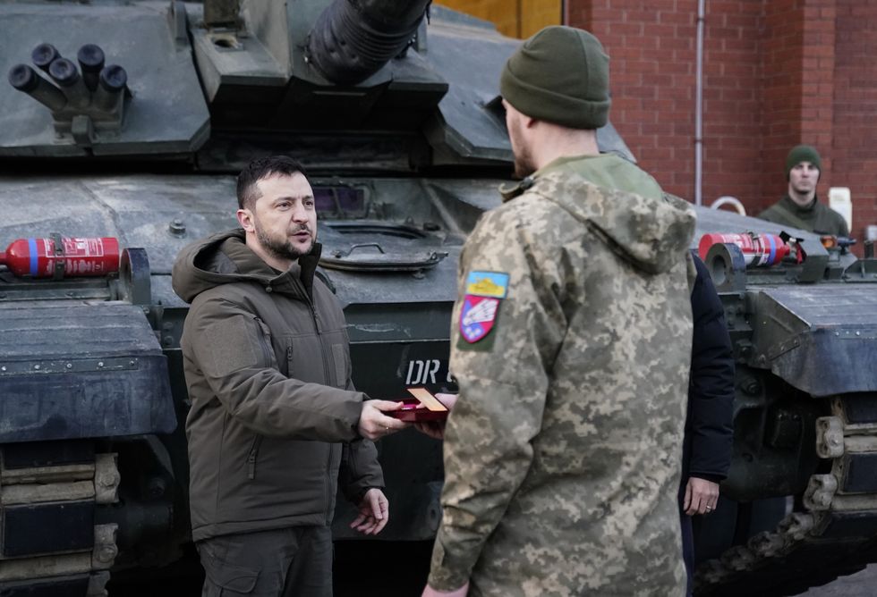President Zelensky meets a Ukrainian soldier