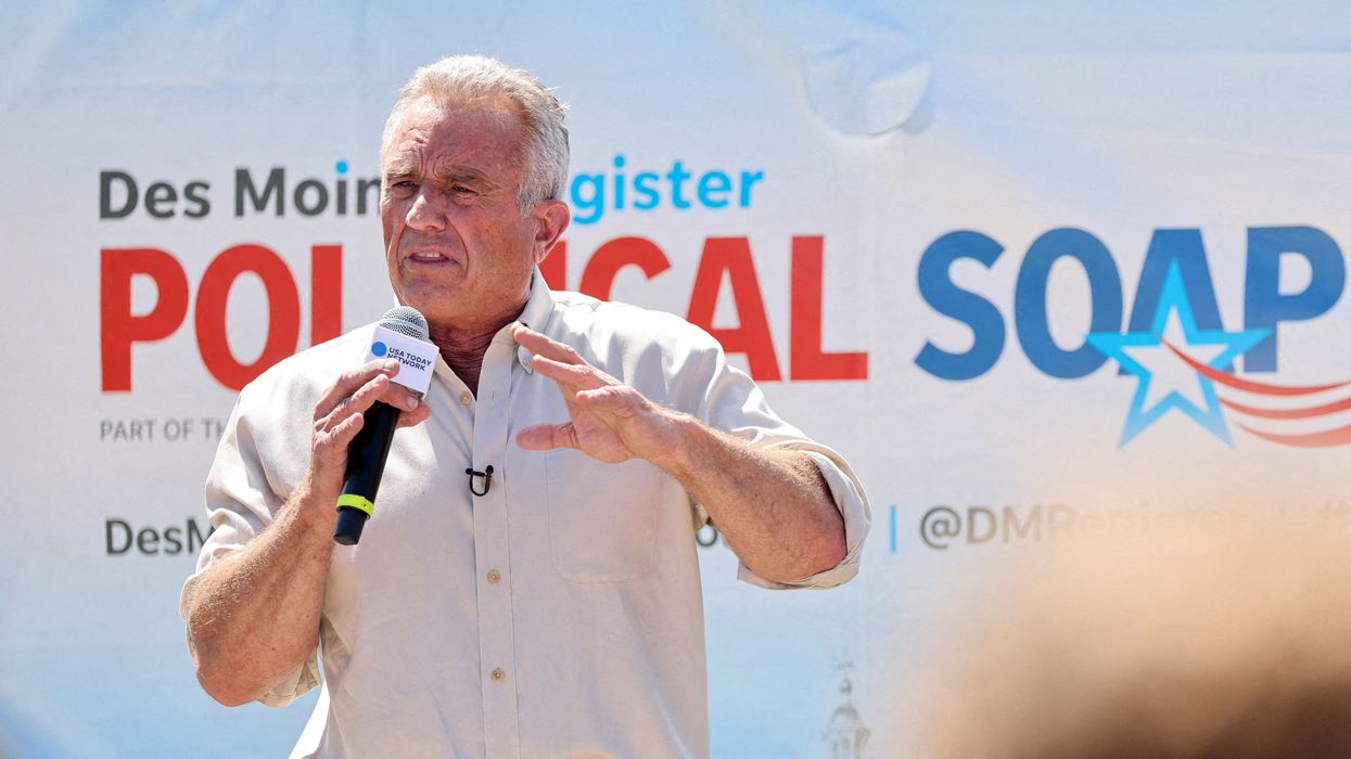 Presidential candidate Robert F. Kennedy Jr. delivers his political speech at the Iowa State Fair in Des Moines