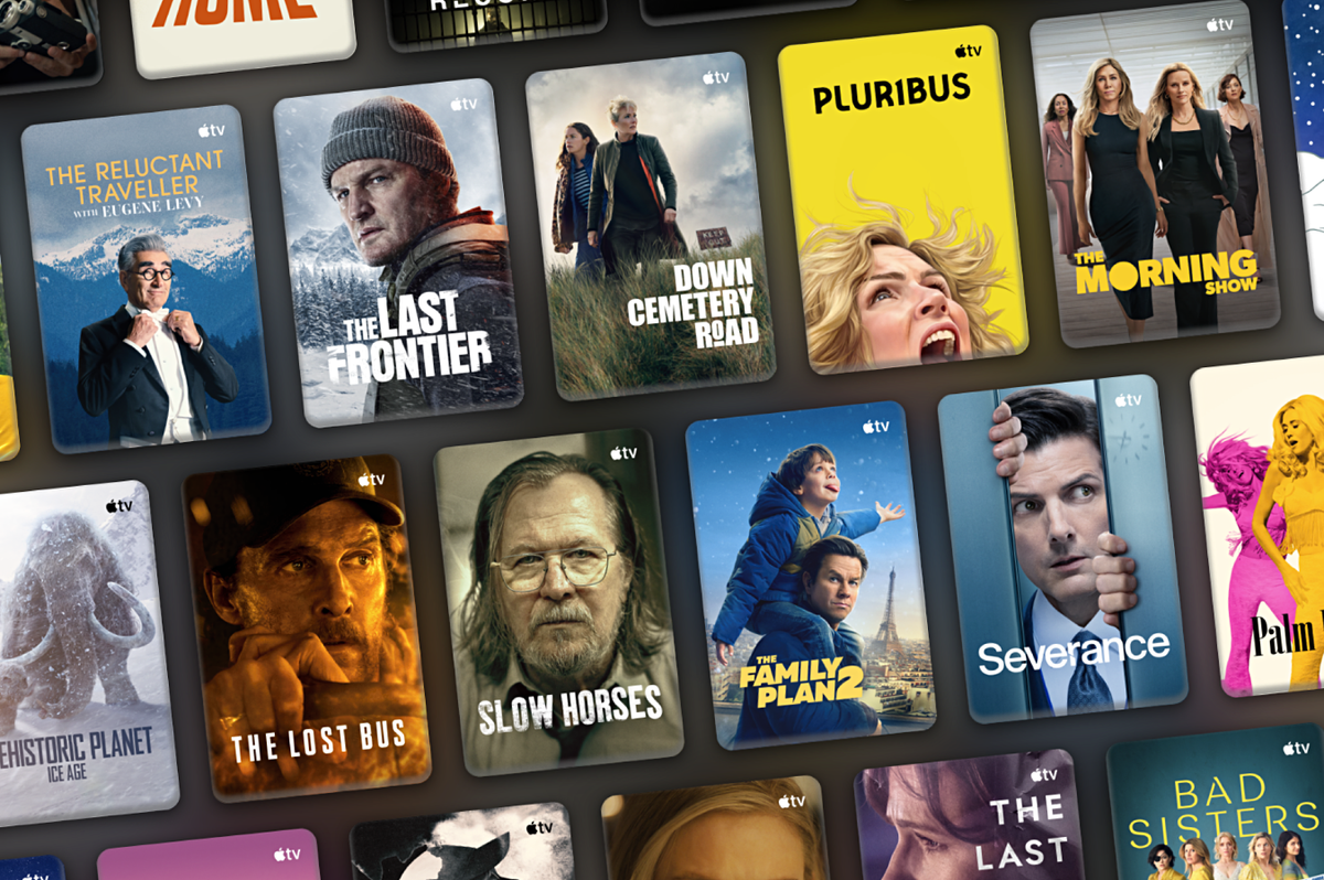 preview artwork for the covers of dozens of exclusive apple tv plus shows