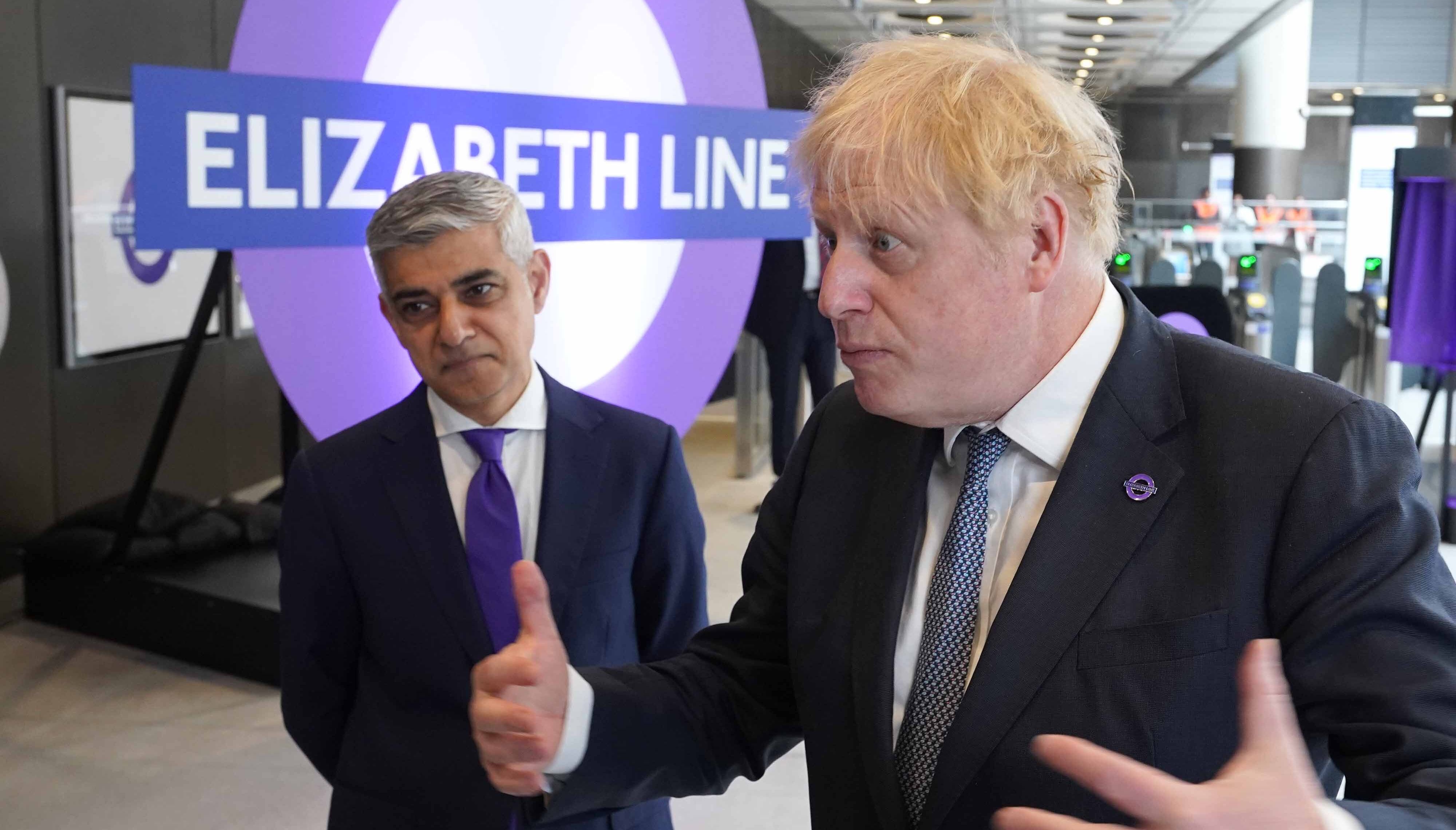 Prime Minister Boris Johnson and Mayor of London Sadiq Khan at Paddington station in London