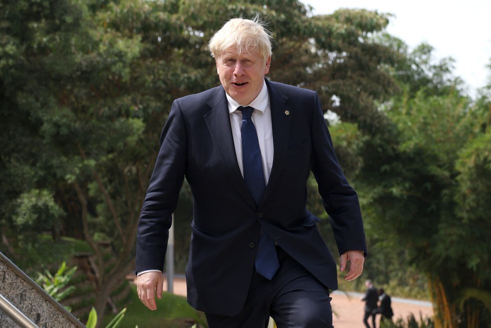 Prime Minister Boris Johnson arrives for the Leaders' Retreat on the sidelines of the Commonwealth Heads of Government Meeting at Intare Conference Arena in Kigali, Rwanda. Picture date: Saturday June 25, 2022.