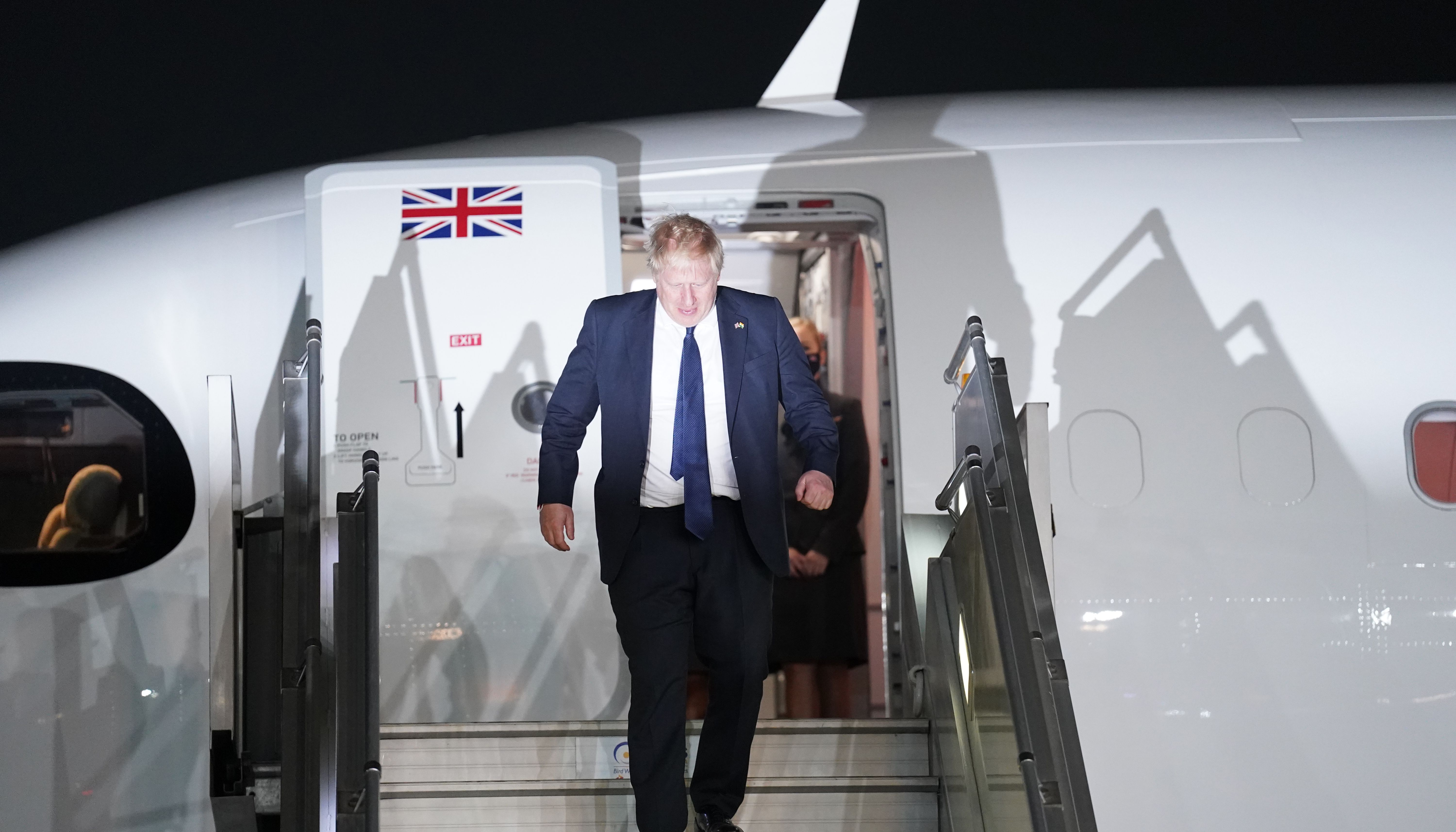 Prime Minister Boris Johnson arriving at Delhi Airport.