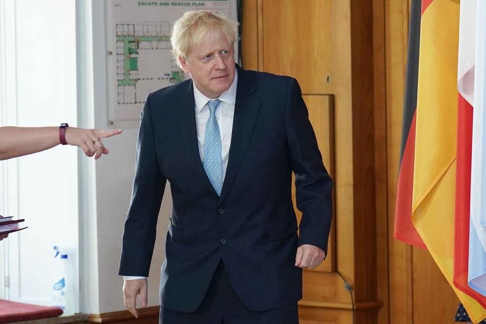 Prime Minister Boris Johnson arriving to take part in TV interviews during the G7 summit in Schloss Elmau, in the Bavarian Alps, Germany