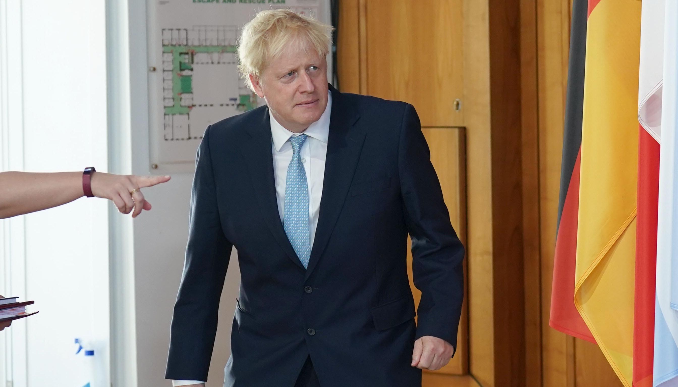 Prime Minister Boris Johnson arriving to take part in TV interviews during the G7 summit in Schloss Elmau, in the Bavarian Alps, Germany.