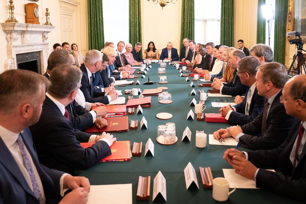 Prime Minister Boris Johnson (centre left) during a Cabinet meeting at 10 Downing Street, London. Picture date: Tuesday July 19, 2022.