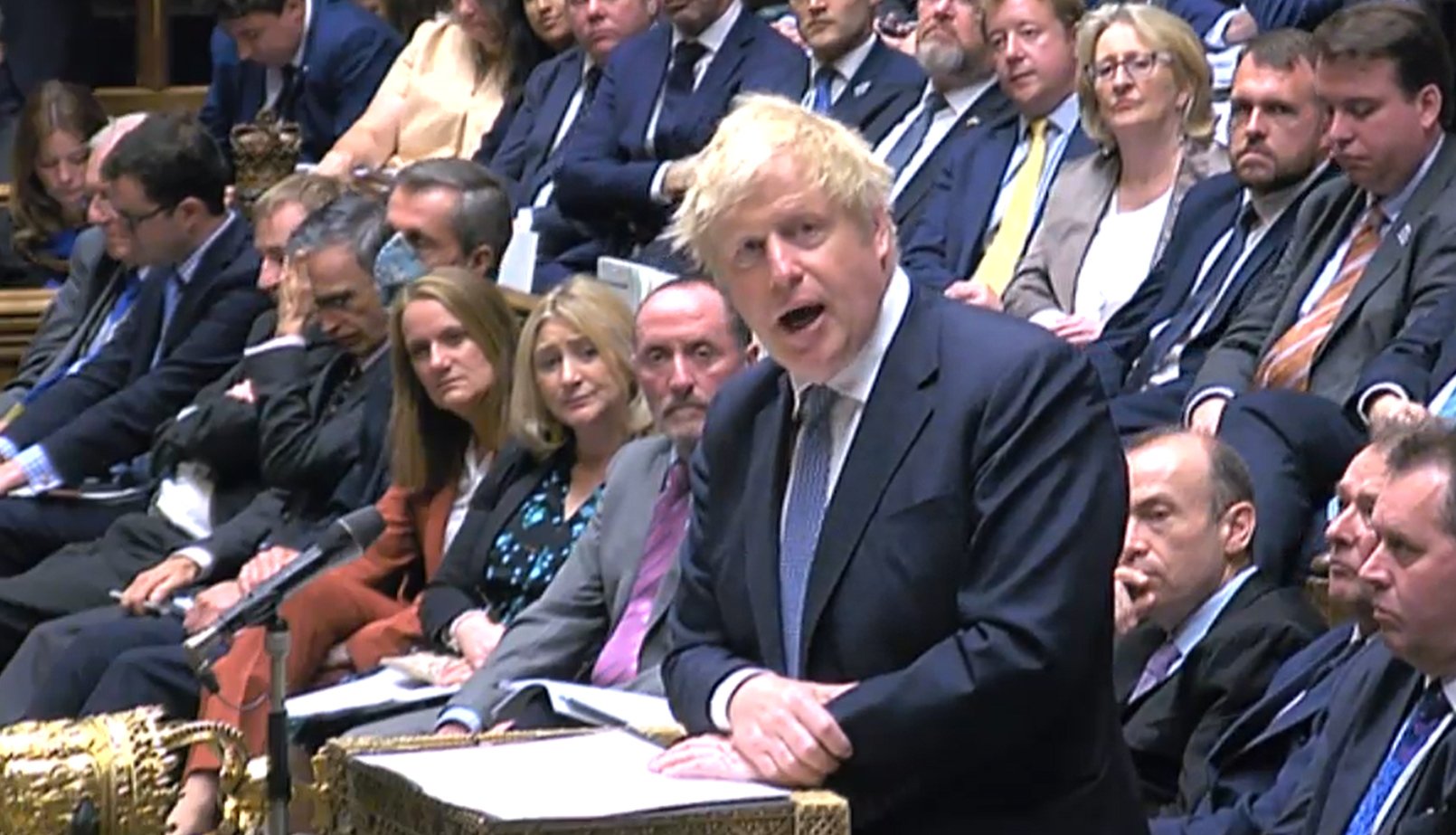 Prime Minister Boris Johnson delivers a statement to the House of Commons, London, following the publication of Sue Gray's report into Downing Street parties in Whitehall during the coronavirus lockdown.