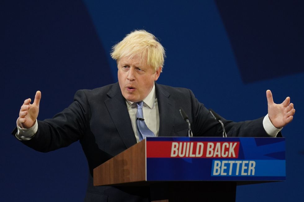 Prime Minister Boris Johnson delivers his keynote speech to the Conservative Party Conference in Manchester.