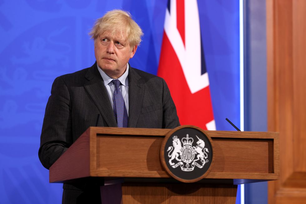 Prime Minister Boris Johnson, during a media briefing in Downing Street, London, on coronavirus (Covid-19). Picture date: Monday June 14, 2021.