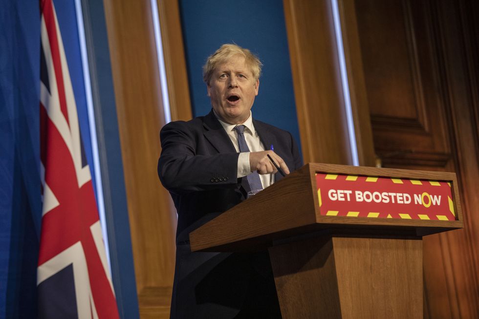 Prime Minister Boris Johnson during a media briefing in Downing Street, London, on coronavirus (Covid-19). Picture date: Tuesday January 4, 2022.