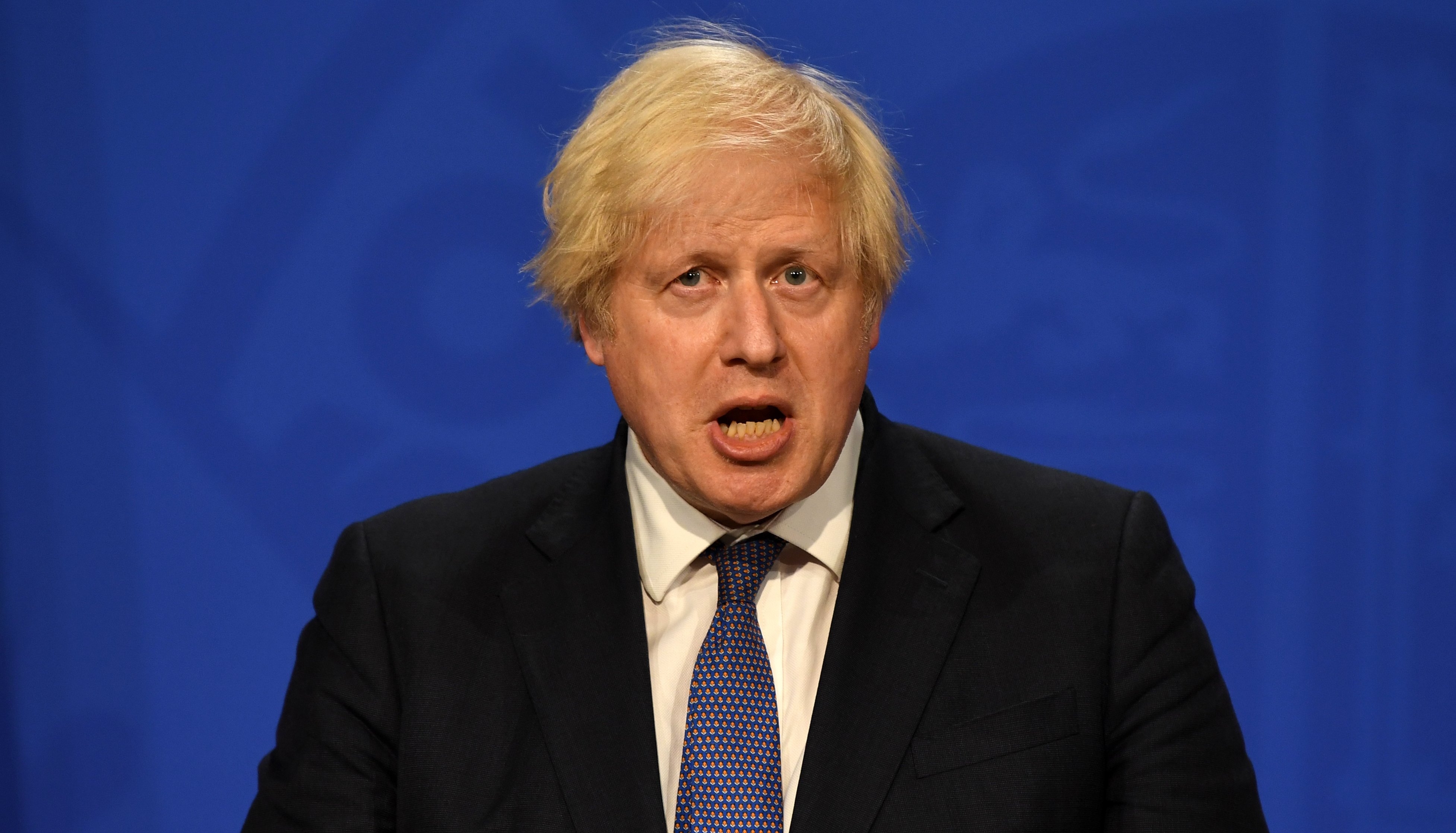 Prime Minister Boris Johnson during a media briefing in Downing Street, London