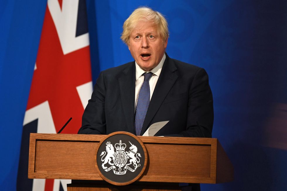Prime Minister Boris Johnson during a media briefing in Downing Street.