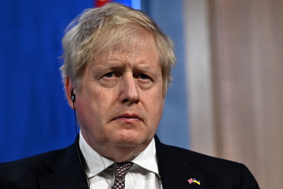 Prime Minister Boris Johnson during a press conference with German Chancellor Olaf Scholz in the Downing Street Briefing Room, London. Picture date: Friday April 8, 2022.